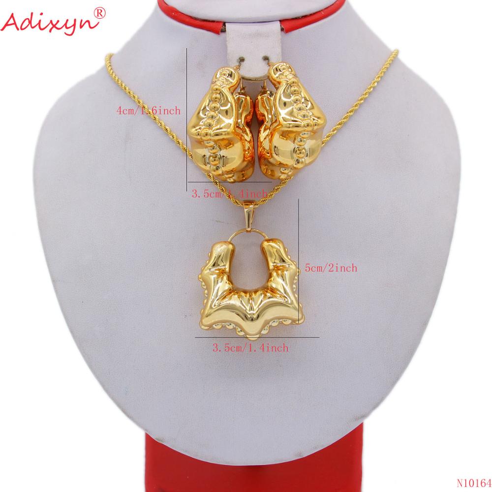 Adixyn Rose Gold Pendant Necklace Earrings Set Jewelry African Middle east Nigeria Women Party Birthday N10164