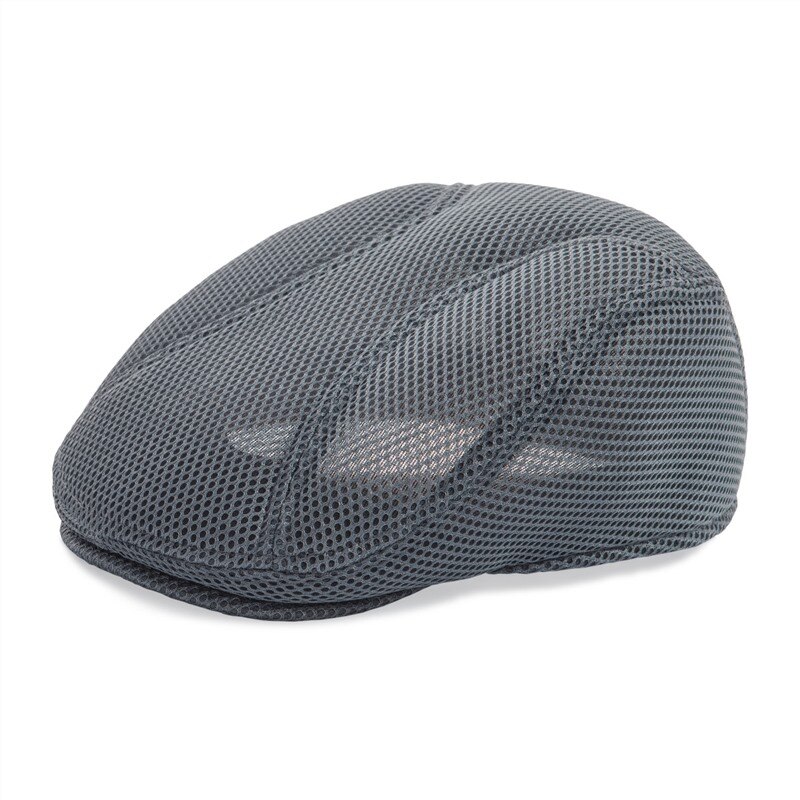FEINION Flat Cap Summer Mesh Breathable Ivy Hat Driving Newsboy Caps Golf Hat Cabbie Boina Hats 075: gray / 59 cm