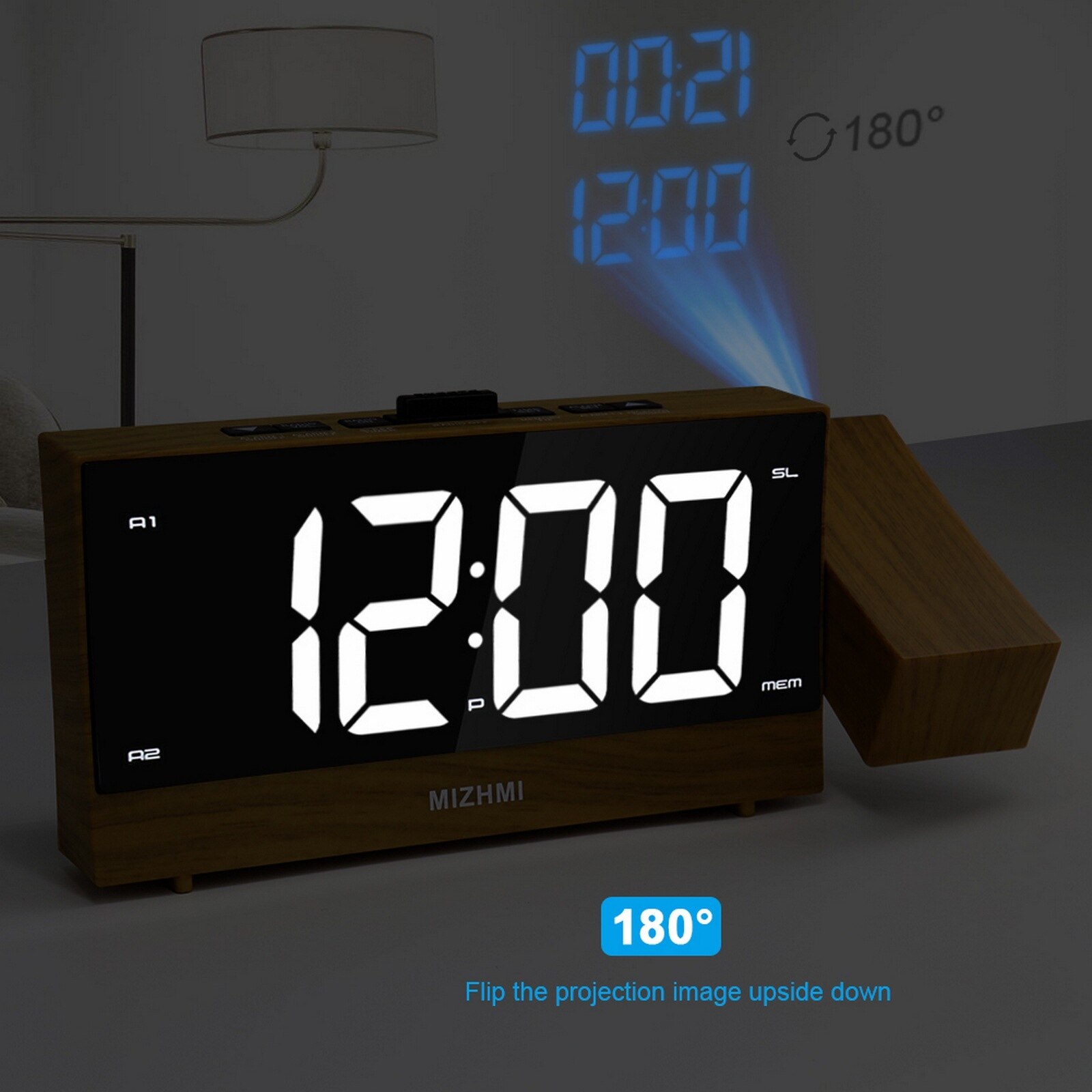 LED Ceiling Projection Clock Digital Electronic Alarm Clock Radio Multifunction Mini Adjustable Sleep Timer Desktop Table Clocks