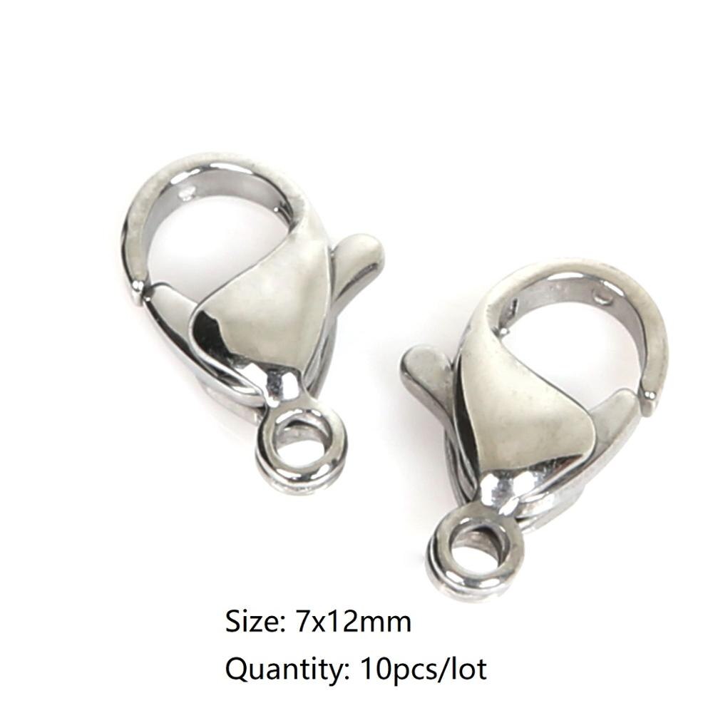 Rvs Karabijn Haken Staart Clip Sluitingen Hanger Connectors Voor Diy Sieraden Maken Ketting Armband Accessoires: 7x12mm