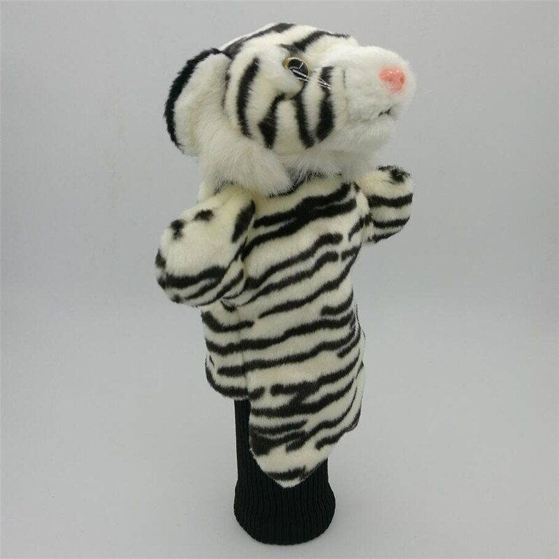 3 Colors Mini Tiger Golf Head Cover Fairway Woods Hybrid Animal Golf Clubs Headcover No For Driver Mascot Novelty Cute: WHITE