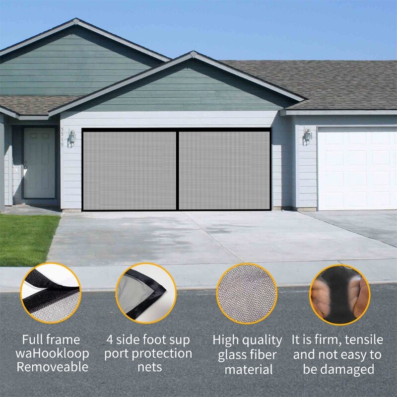 Household Screen Door Anti Mosquito Birds Protective Mesh Screen 6.55x13.1 ft Self Closing Garage Door Screen