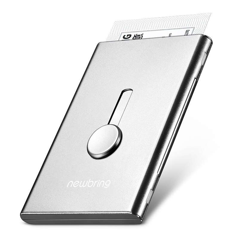 Brengen Kaarthouder Metalen Portemonnee Voor Mannen Visitekaartje Case Automatische Aluminium Credit Card Organizer Wallet Minimalisme: Grey