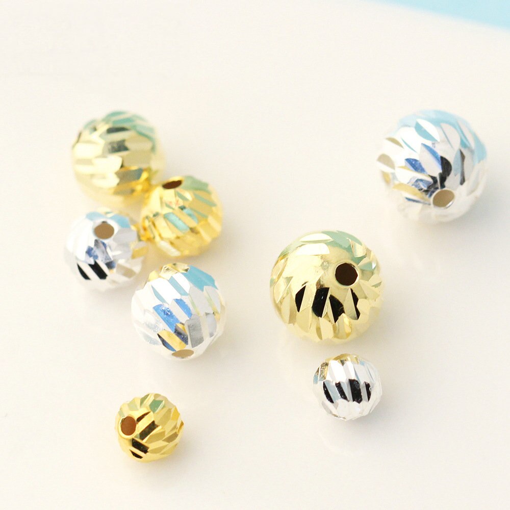 925 Sterling Argento Poliedrico Branelli Rotondi Del Distanziatore Perline per Collana Del Braccialetto Diy Branelli Allentati Gioielleria Raffinata Che Fanno