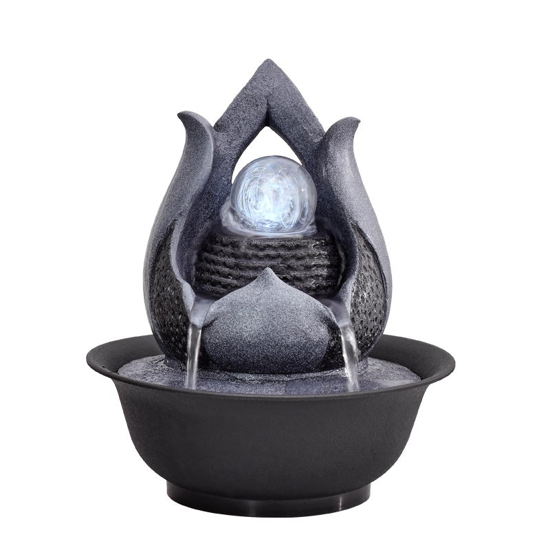 Resin Decorative Fountains Indoor Water Fountains Craft Desktop Home Decor Home Figurines FengShui Water Fountain G