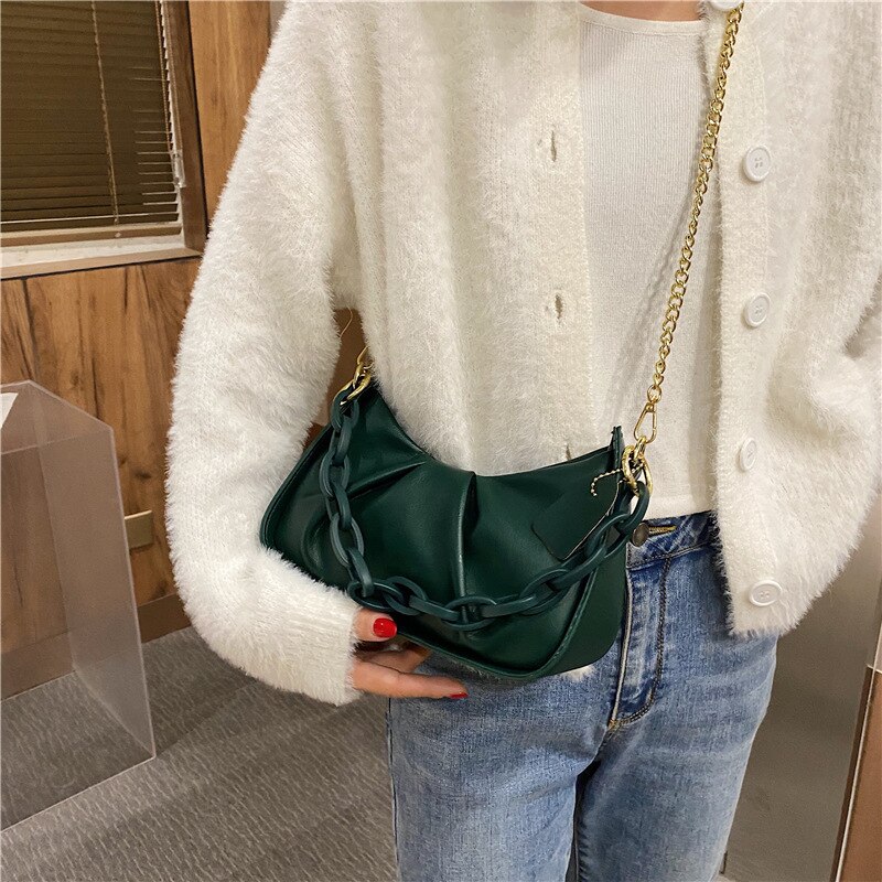 Folding Herfst En Winter Mode Ketting Messenger Bag Koreaanse Sweet Acryl Draagbare Schoudertas