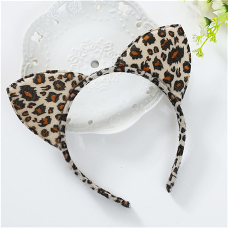 Nowe mody odzieży damskiej krótki pluszowy tygrys lampart opaska z uszami kota opaska robić włosów na imprezę Cosplay akcesoria robić włosów gorąca sprzedaż Dropshippin