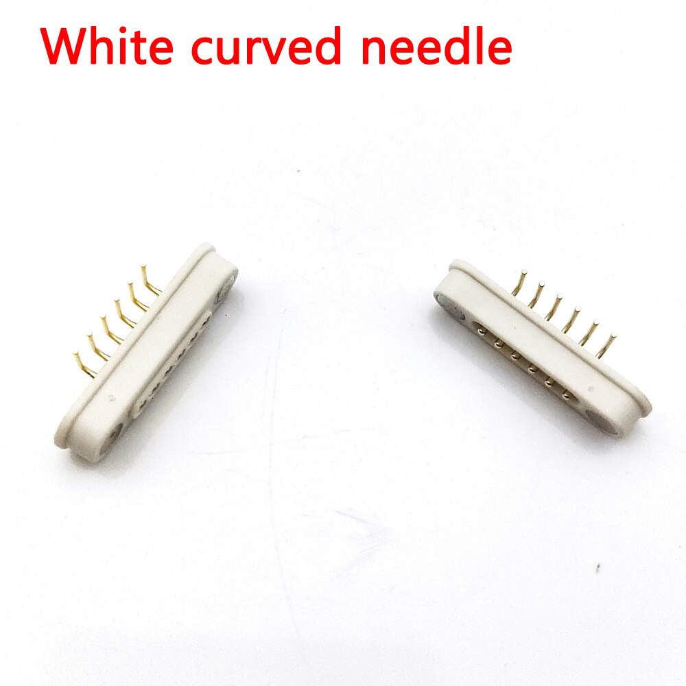 1set 6Pin Magnetic Pogo Pin Connector 6 Positions Pitch 2.2mm Spring Loaded Header Contact for Charge Data Transfer cable Probe: White curved