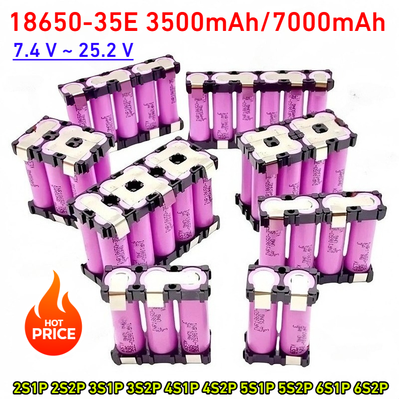 Paquete de batería de litio 18650 18650-35e personalizado 7,4 V ~ 25,2 V 3500MAH/7000MAH 2S1P 2S2P 3S1P 3S2P-6S1P 6S2P soldadura de batería 6S2P