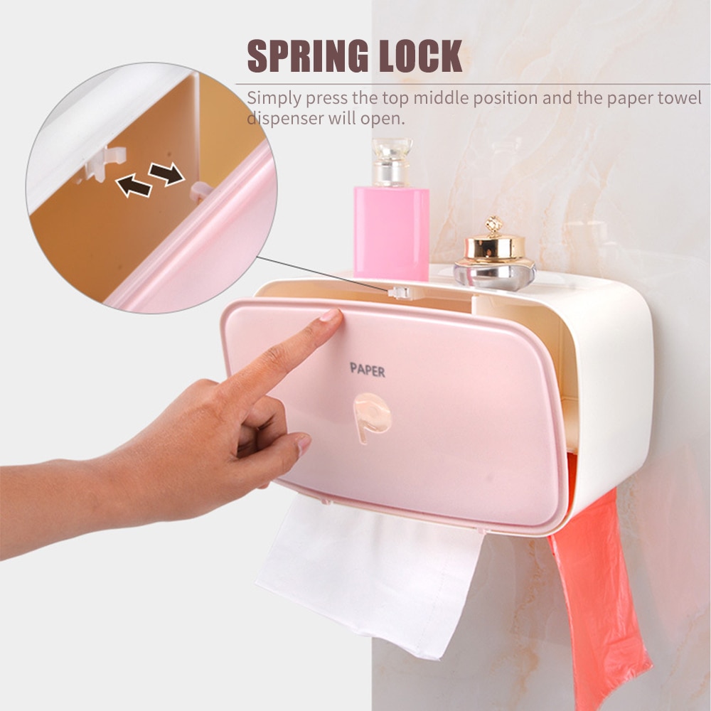 Dispensador de toallas de papel para baño sin perforar montado en la Pared Soporte para toallas de papel dispensador de papel higiénico y dispensador de bolsas de basura