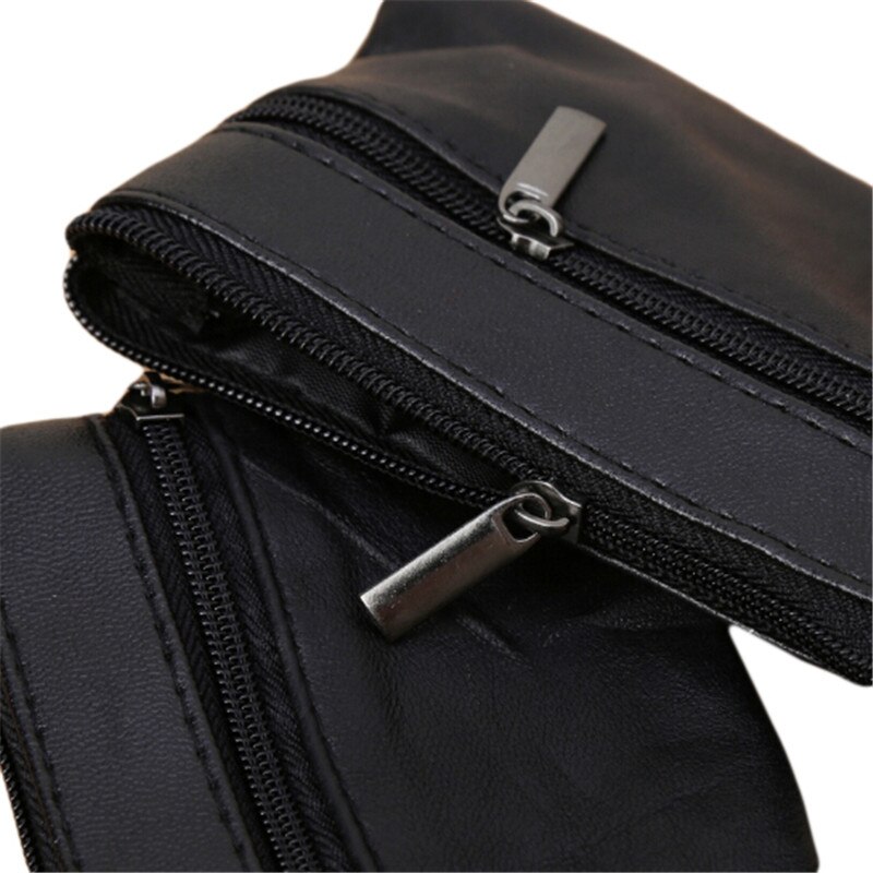 Mannen Vrouwen Coin Key Soft Holder Zip Leather Wallet Bag Purse Zwart Mini Munthouders