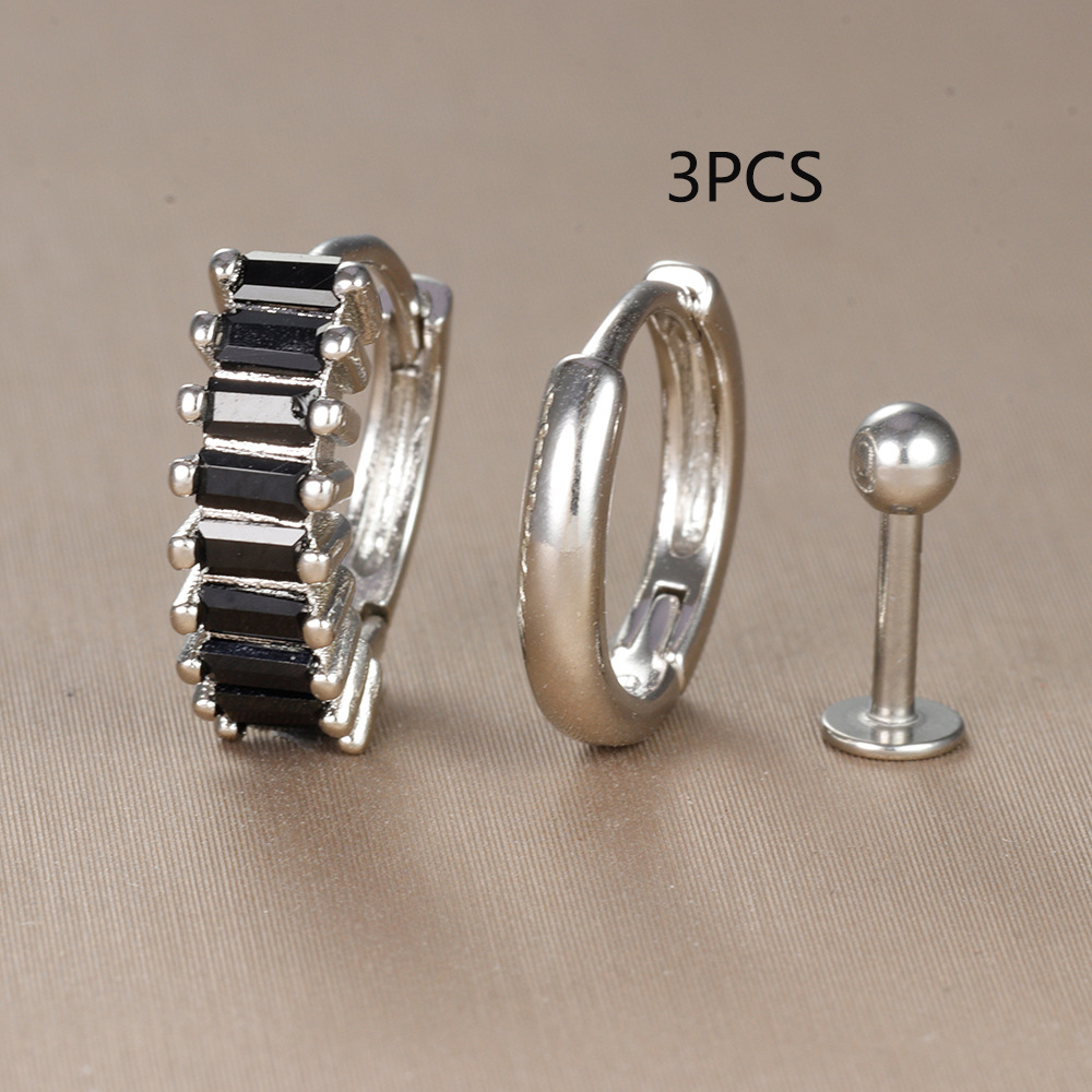 Conjunto de pendientes de aro de círculo redondo para mujer, aretes pequeños de acero inoxidable para Piercing de cartílago, joyería, 3 uds.: COLOR ORO ROSADO