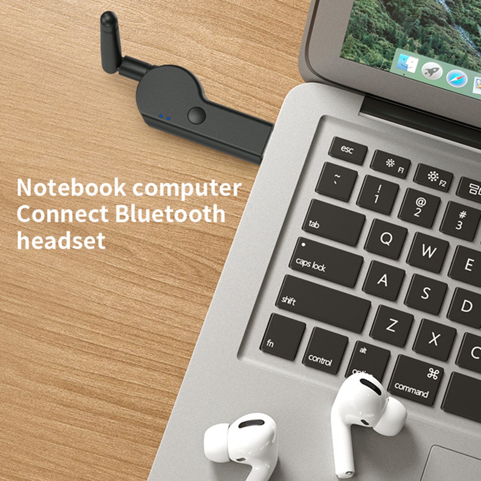 USB Bluetooth Audio Adapter For PC TV BT5.2 Audio Transmitter Adapter With External Antenna Supports Two Headphone Connection