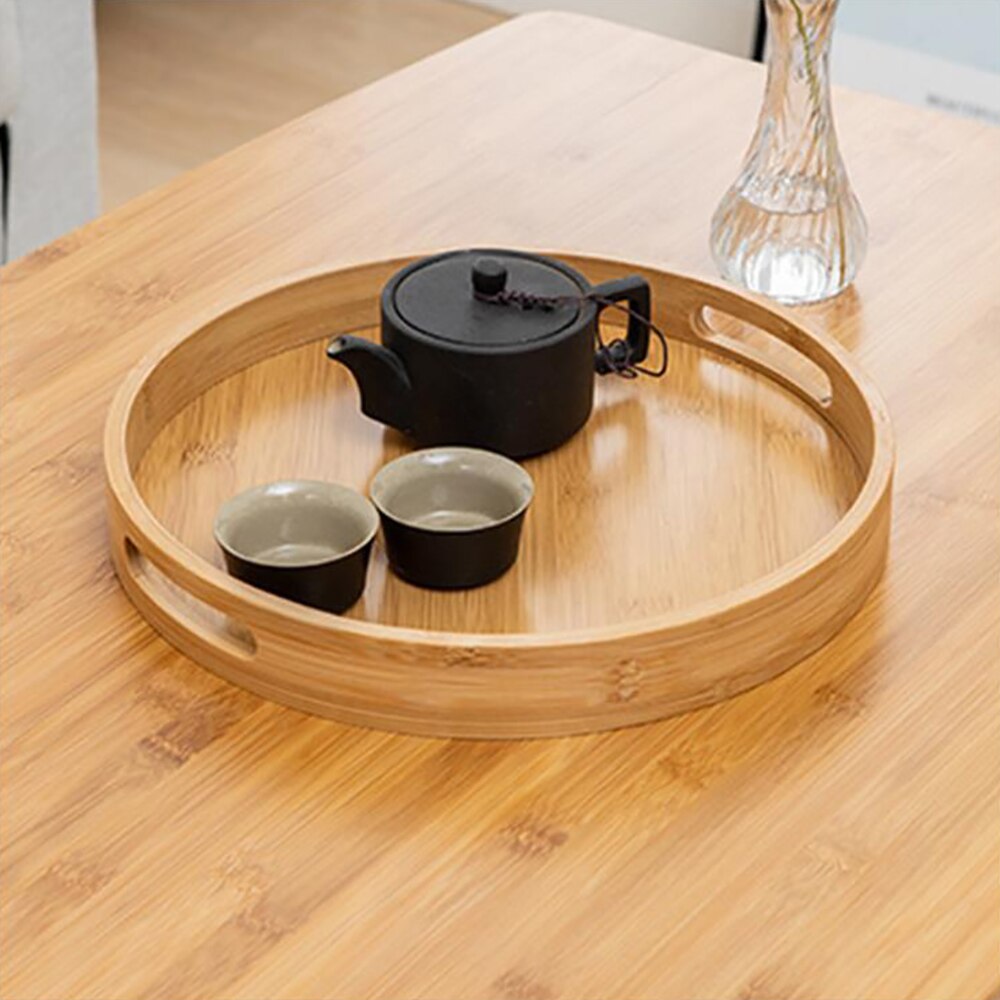 Round Tray Food Serving Plate Tea Food Dishes Drink Platter Food Plate Beef Steak Fruit Snack Tray Kitchen Accessories