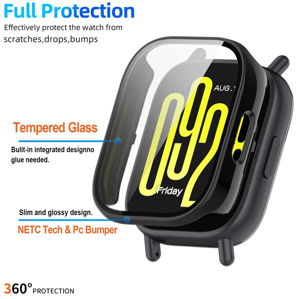 Gehard glas + pc-hoes voor Xiaomi Redmi Watch 5 Actieve / Lite Cover Zachte TPU-schermbeschermer Horlogekasten voor Redmi Watch 5 Lite
