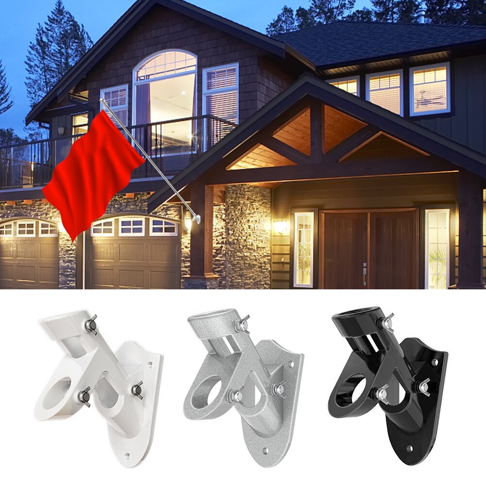 Flag Pole Holder Flat Ground Mounting Bracket Home Decor Garden Aluminum Alloy Easy Install Patio Heavy Duty For Outside Lawn