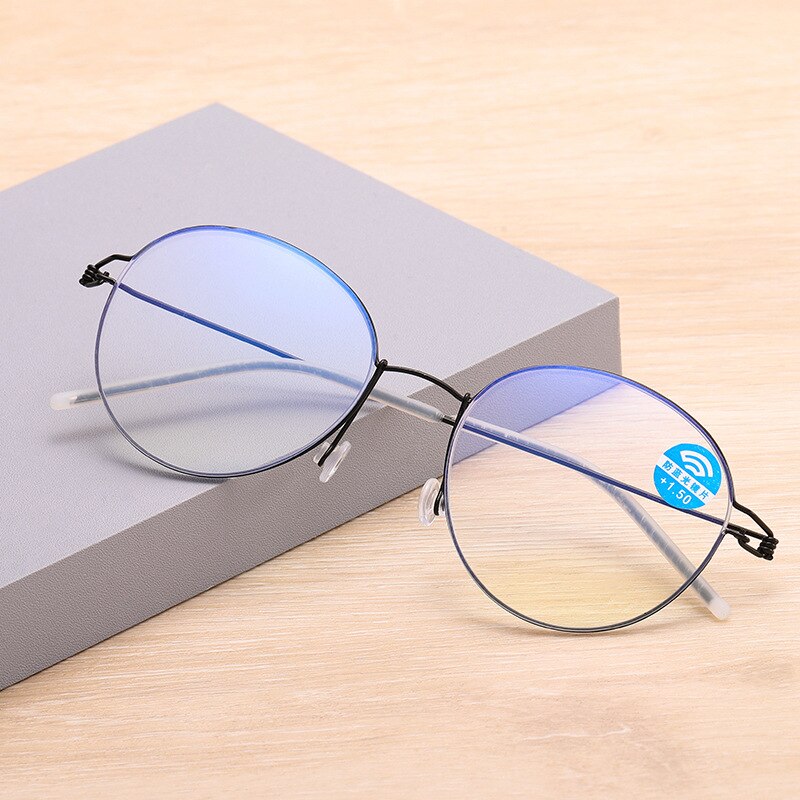 Lunettes de lecture rondes ultra-légères, Anti-lumière bleue, pour hommes et femmes, métal, presbytes, hypermétropie, lecteurs d&#39;ordinateur