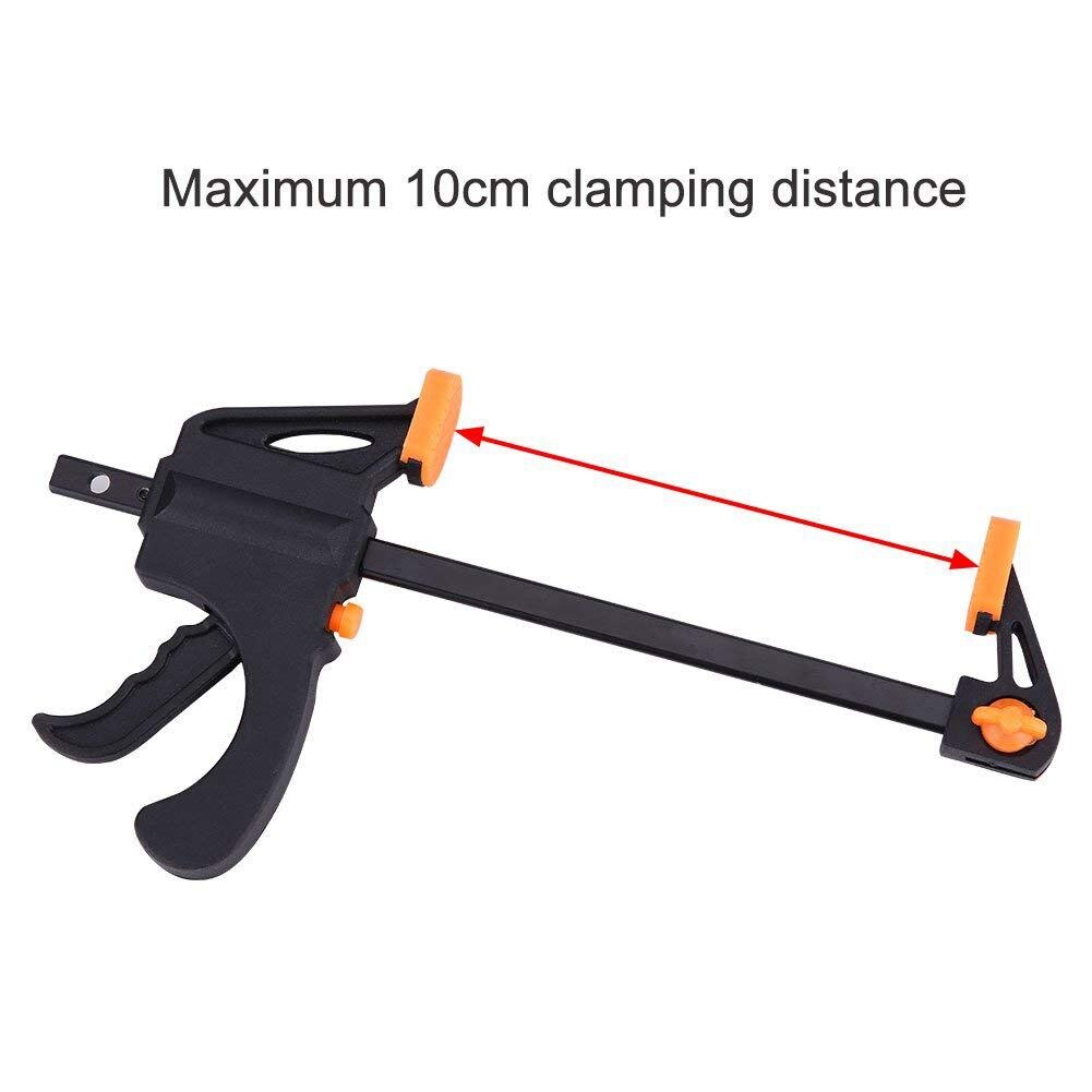 HLZS-Juego de abrazaderas F de plástico de 4 piezas, abrazaderas F de 4 pulgadas de barra de 100mm, abrazadera de Clip, liberación rápida de trinquete, Kit de herramientas de mano DIY para carpintería