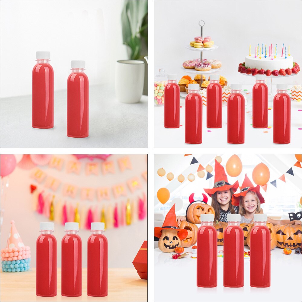 30pcs Durable Reusable Containers Empty Beverage bottles Clear Juice Jars With Lids Storage Plastic Beverage Drinking Bottles