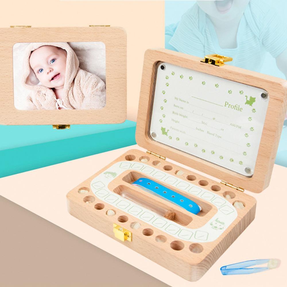 Wooden Photo Frame Fetal Hair Deciduous Tooth Box Organizer Milk Teeth Storage Umbilical Lanugo Save Collect Baby Souvenirs