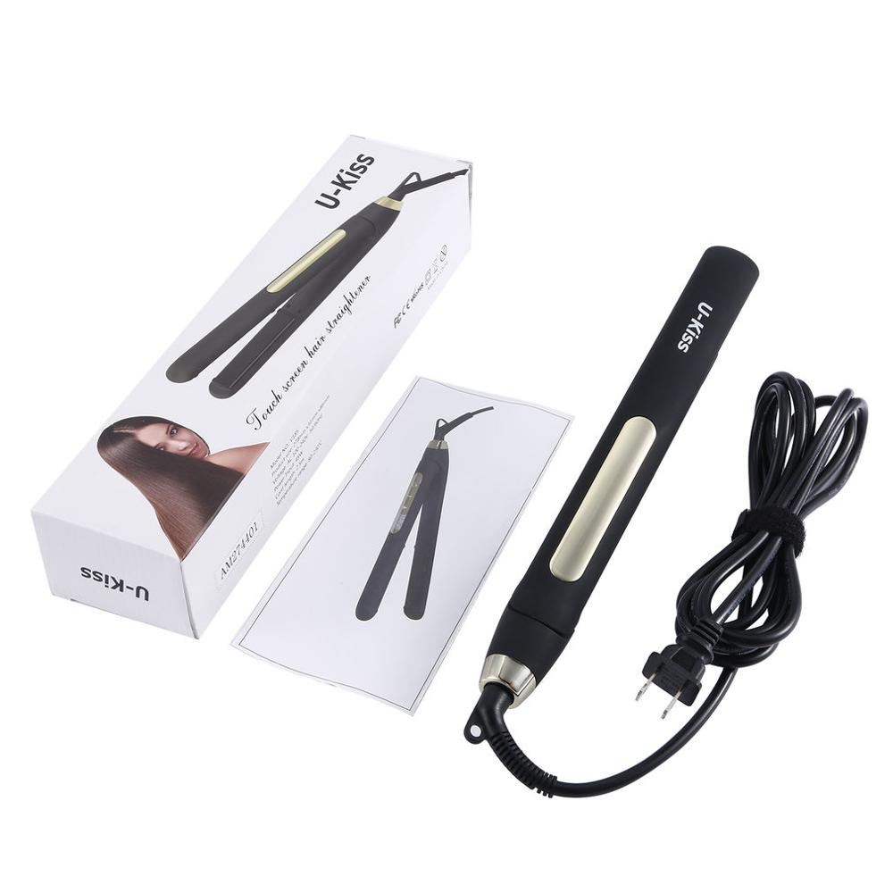 Profession Hair Straightener Ultra Thin Digital LCD Display Touch Screen Titanium Plate Swivel Cable Straightening Curling Tools