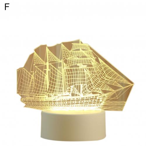3D Cute Bear/Horse/Boat Acrylic LED Night Light Kids Bedroom Desk Lamp 3D LED Lamp Lamp Night Lights Novelty Lamp: F