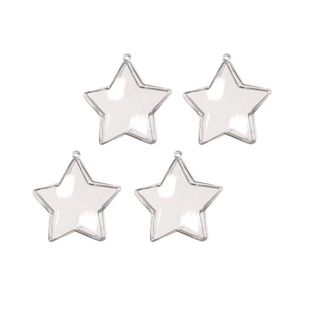 10PCS Fillable Star Shape Ornaments Transparent Pendants DIY Candy Boxs for Wedding Birthday Party (10.3cm)