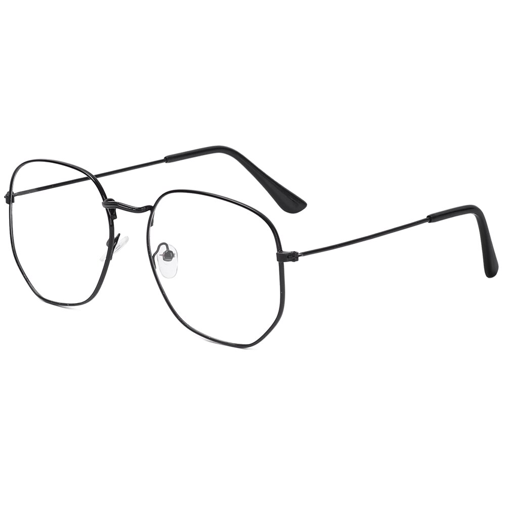 Metal vintage runde briller kvinder mænd oversized briller stel optisk spejl fladt briller synspleje briller: 3- sorte
