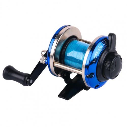 Rueda de tambor de pesca de Metal, herramienta de aparejos de pesca con línea, ahorro de trabajo, Mini arrastre, carrete de pesca en hielo, rueda giratoria ajustable: Azul