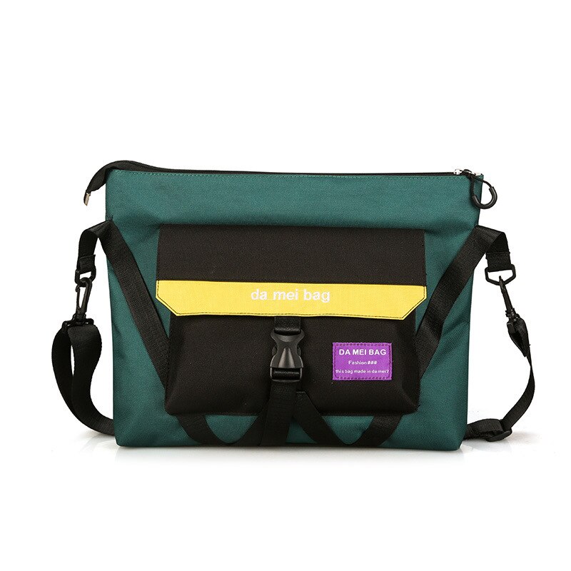 Messenger Shoulder Bag For Teenager Bag Leisure Waterproof Nylon student kits rotating cross street trend dead fly package: green