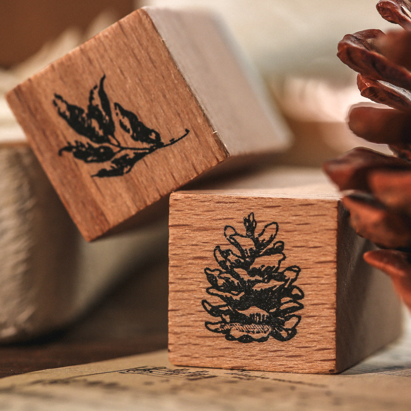 Sellos de goma para decoración de plantas y Luna, juego de sellos de goma montados en madera para álbum de recortes, papelería, manualidades DIY, estándar, 7 Uds.