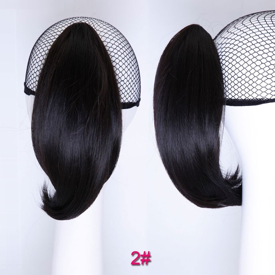 LUPU-coleta recta corta de 6 ", coleta sintética, cola de pelo Natural, garra resistente al calor, Clip en extensiones de cabello: 2