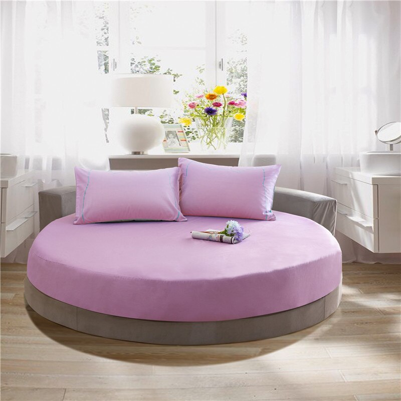 Hotel Ronde Beddengoed Voorzien Laken Met Elastische Band Romantische Thema Hotel Ronde Matrashoes Diameter 200 Cm-220 cm: Light purple / Diameter 200cm