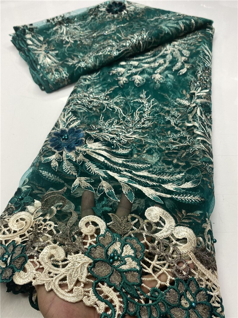 African Lace Fabric Beaded Lace French Lace Fabric Sewing Nigerian Lace Fabrics For Wedding Sewing YA3651B-6: Picture 3