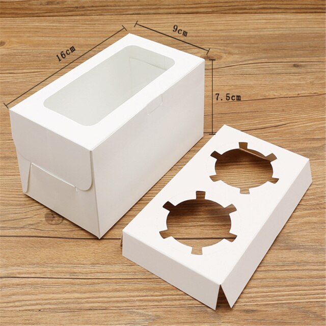 2/4/6 /12 Hole Cupcake Boxes And Packaging Cake Cookie Boxes Baking Food Package Box Wedding Birthday Party Supplies: White-2 hole