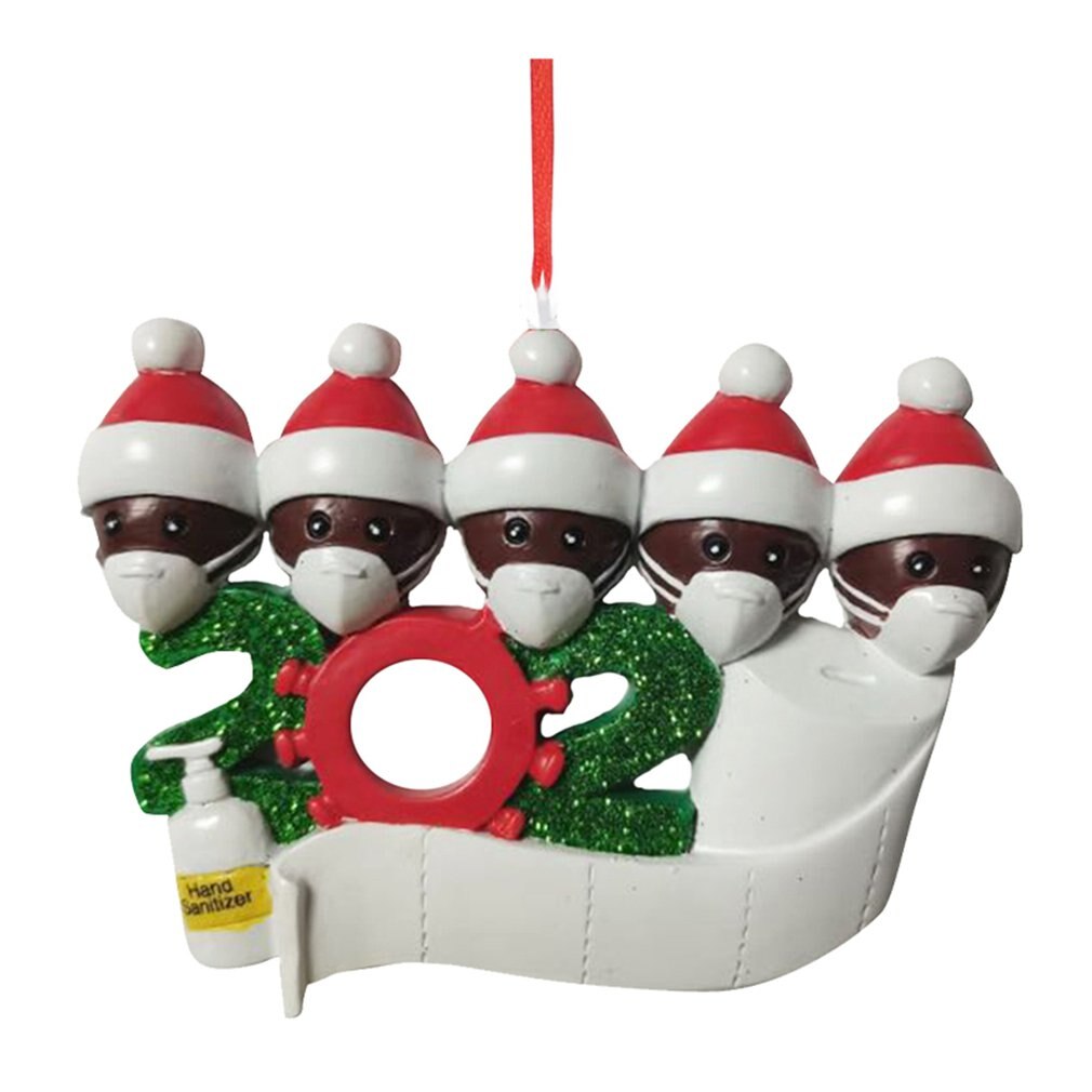 Diy Name Greetings Mask Snowman Christmas Tree Hanging Pendant Christmas Ornament Decorations: 5PC black