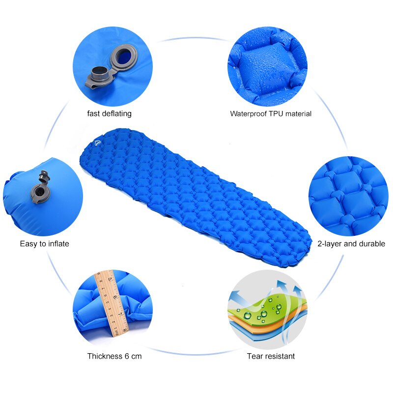 Camping Inflatable Mattress In Tent Folding Camp Bed Sleeping Pad Picnic Blanket Travel Air Mat Camping Equipment