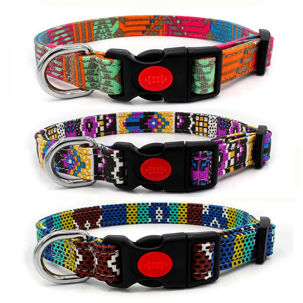 Halsband Voor Bulldog Pit Bull Verstelbare Nylon Gedrukt Halsband Met Veiligheid Gesp Kitten Kat Puppy Neck Strap Pet producten