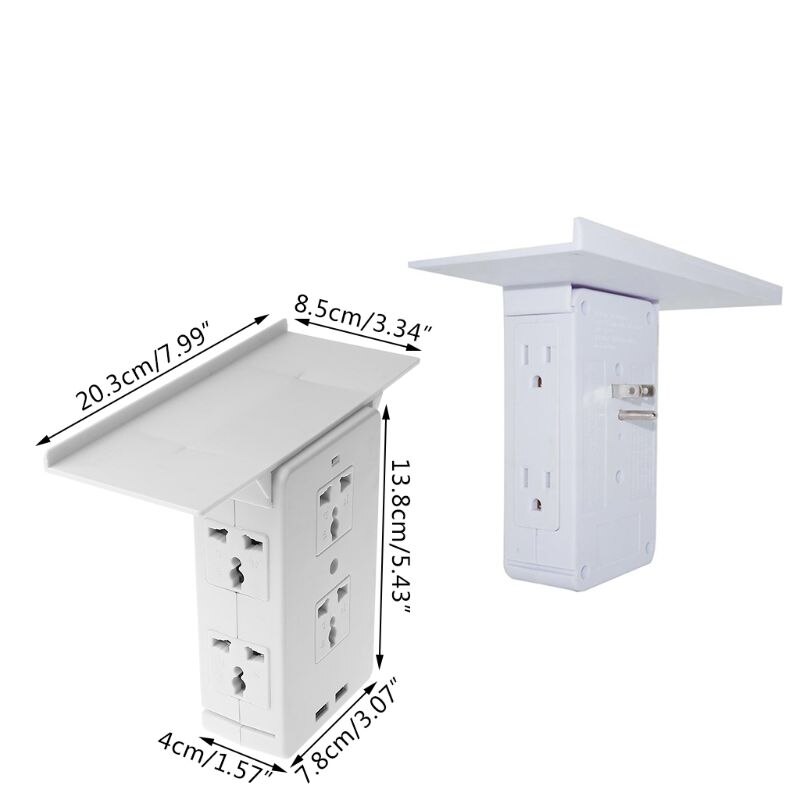 Wall Outlet 6 Electrical Outlet Extenders 2 USB Charging Ports Removable Built-In Shelf UL Li 8 Port Surge Protector