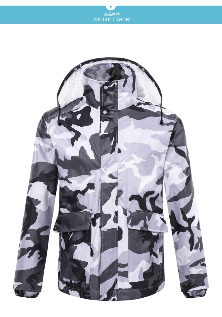 Dobbelt lag fortykket split motorcykel ride regnfrakke regnbukser camouflage dragt regnfrakke voksen