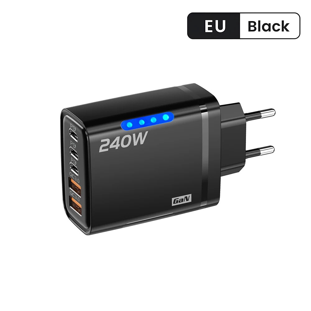 240w pd-oplader usb-c pd-oplader snellader 3.0 gan usb-oplader 5 in 1 snellader voor telefoons voedingsadapter type-c kabel: Br