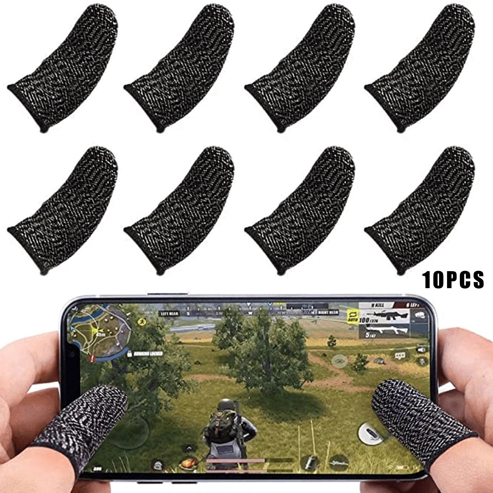 10pcs Mobile Gaming Controller Finger Sleeve Non Slip Sweatproof Touching Screen Finger Cover for Playing Games DU55