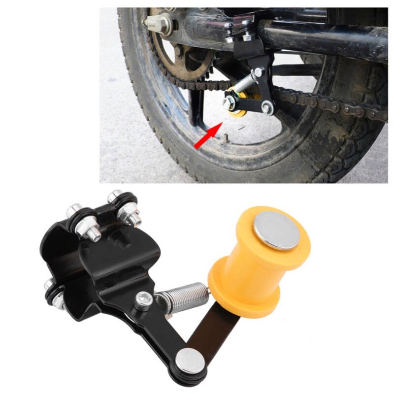 Iron+Plastic Black+Yellow Portable Chain Tensioner Modified Parts Adjuster 1PCS Chain adjust tool Bolt On Roller
