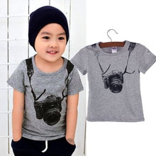 Causale Jongens Camera Gedrukt Grijs T-Shirts Baby Boy Kleding Voor Kids 1-8Years