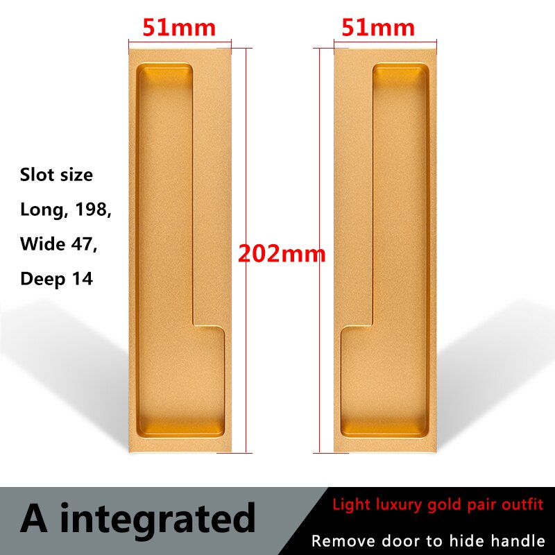TOP KNORR – poignée de porte coulissante cachée, porte intérieure décorative intégrée, pour armoire, armoire, meuble de tiroir: goldenA suit