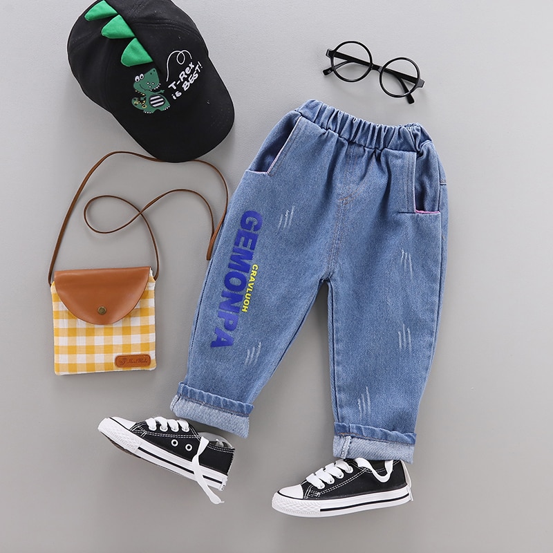 Baby Boys and Girls Monogrammed Jeans Kids Denim Pants Children's Clothing