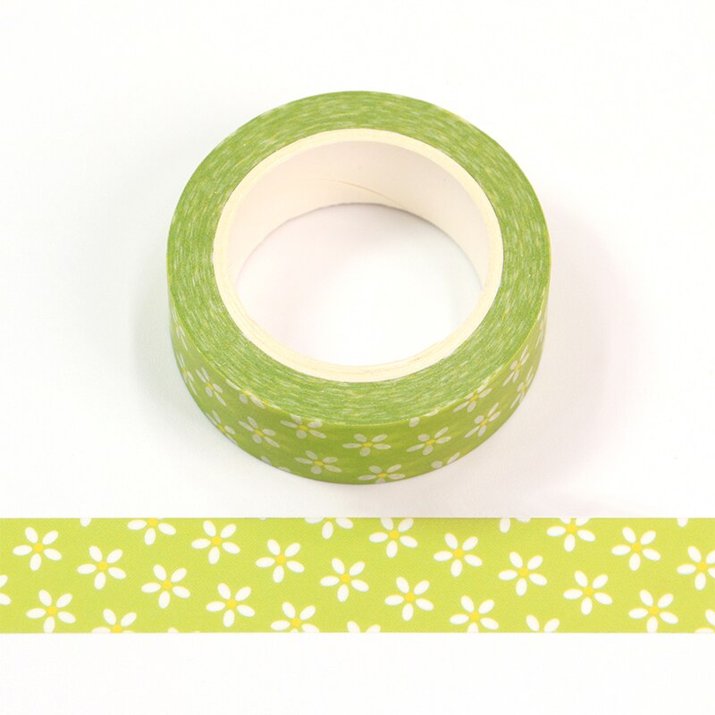 1Pc 15Mm * 10M Happy Easter Dag Groene Kleine Bloemen Bloem Decoratieve Washi Tape Scrapbooking Masking tape Briefpapier