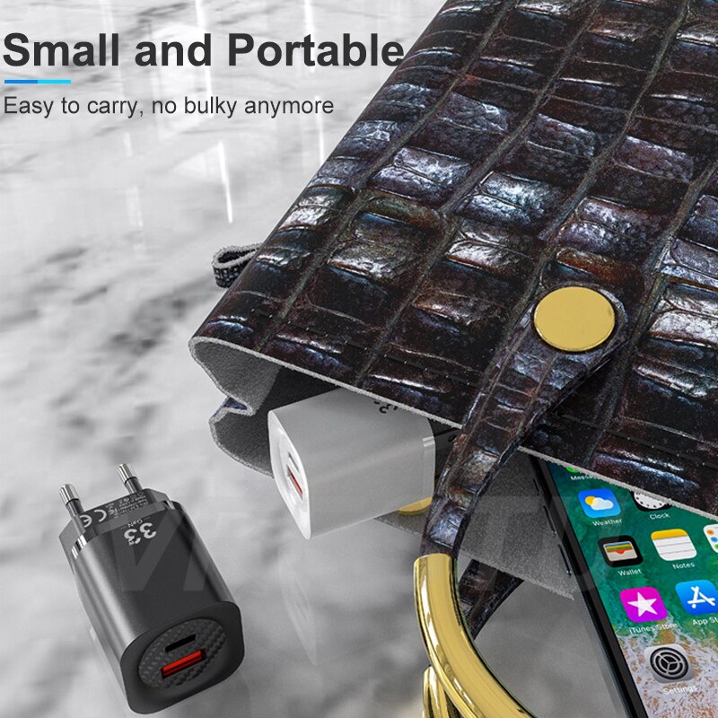 Usb  pd30w gan-oplader, snellader qc  pd 3.0 afc scp-voedingsadapter voor iphone, samsung, pps, tablet, draagbare wandlader met 2 poorten