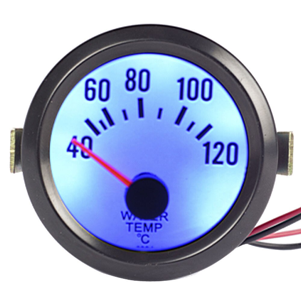 EE support jauge de température d'eau 2 "52mm | Coque noire, pointeur de température de voiture, écran blanc, bleu Led Automobile cadrables de température