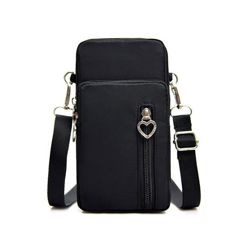 Woman Messenger Bag Mini Shoulder Bag Diagonal Multi-Function Mobile Phone Bag Outdoor Earphone Pouch Sports Bag: Black S